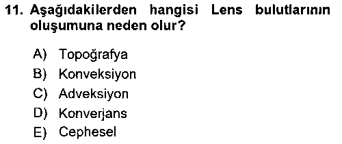 HIS231U Meteoroloji çıkmış sınav sorusu 3
