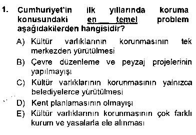 KMT201U Kültürel Miras Yönetimi çıkmış sınav sorusu 1