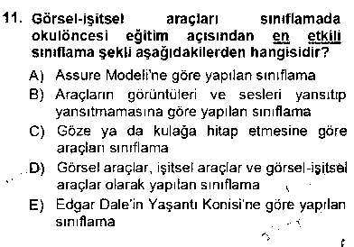 OMB401U Okulöncesinde Öğretim Teknolojisi Ve Materyal Tasarımı çıkmış sınav sorusu 3