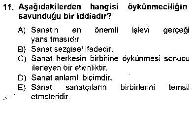 FEL407U Estetik ve Sanat Felsefesi çıkmış sınav sorusu 3