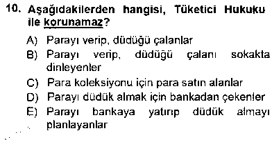 HUK219U Tüketici Hukuku çıkmış sınav sorusu 2