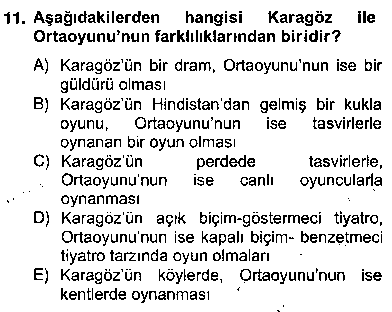 TIY402U Türk Tiyatrosu çıkmış sınav sorusu 2