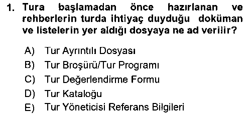 TRZ106U Turist Rehberliği çıkmış sınav sorusu 1