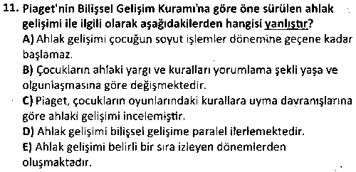 ÇGL2009 Okul Döneminde Gelişim çıkmış sınav sorusu 3
