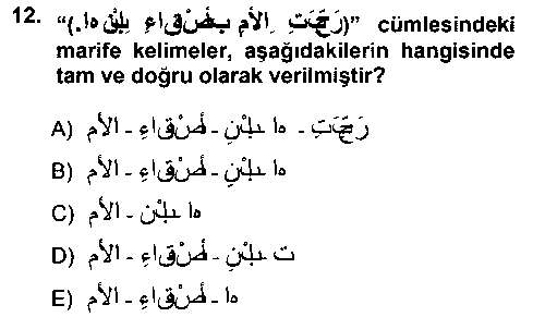 Arapça 1 çıkmış sınav sorusu 3