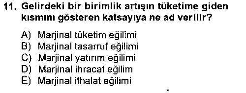 IKT204U Makro İktisat çıkmış sınav sorusu 3