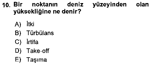 SHU206U Hava Araçlari Ve Tipleri çıkmış sınav sorusu 2