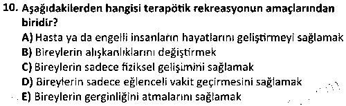 RKR4007 Terapötik Rekreasyon çıkmış sınav sorusu 2