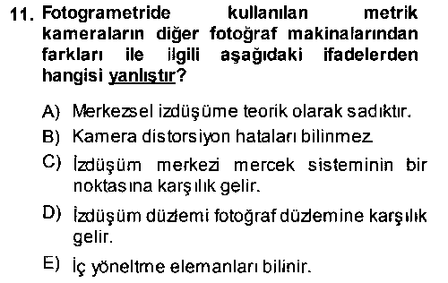 CBS205U Fotogrametri çıkmış sınav sorusu 3