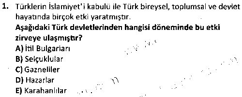 TAR1008 İlk Müslüman Türk Devletleri çıkmış sınav sorusu 1