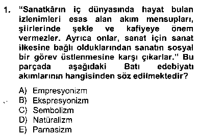 EDB108U Yeni Türk Edebiyatına Giriş 2 çıkmış sınav sorusu 1