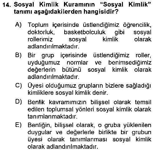 SHZ302U İnsan Davranışı Ve Sosyal Çevre 2 çıkmış sınav sorusu 3