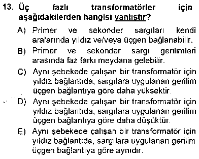 EID201U Elektrik Makinaları çıkmış sınav sorusu 3