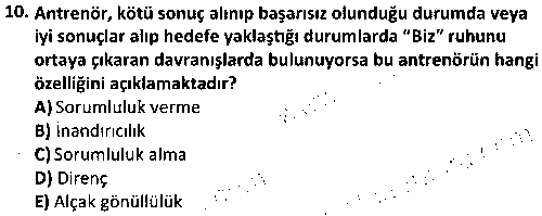 SYP2010 Spor Yönetiminde Liderlik çıkmış sınav sorusu 2