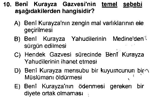 TAR103U İslam Tarihi ve Medeniyeti 1 çıkmış sınav sorusu 2