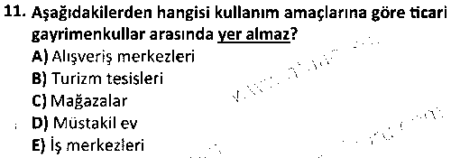 EY2002 Gayrimenkul Değerleme İlkeleri çıkmış sınav sorusu 3
