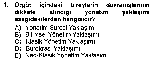 KYT201U Yönetim Bilimi 1 çıkmış sınav sorusu 1