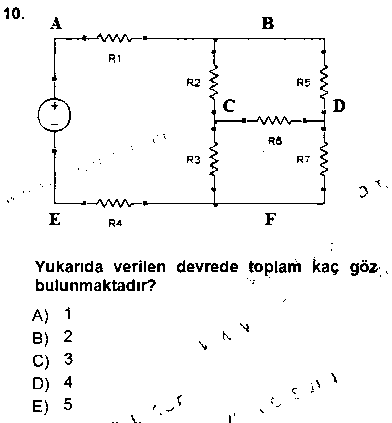 EID101U Devre Analizi çıkmış sınav sorusu 2
