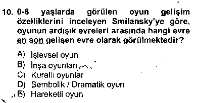 OKO202U Çocukta Oyun Gelişimi çıkmış sınav sorusu 2