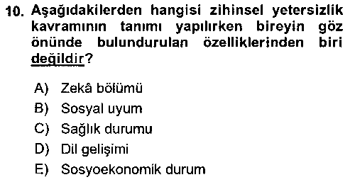 ADY210U Özel Gereksinimli Bireyler İçin Afet ve Acil Durum Yönetimi çıkmış sınav sorusu 2
