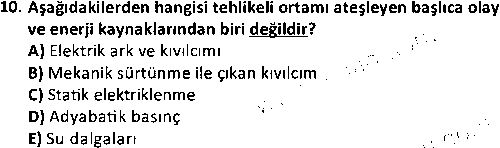 OGK1010 Patlayıcı-Parlayıcı Maddeler ve Önlemleri çıkmış sınav sorusu 2