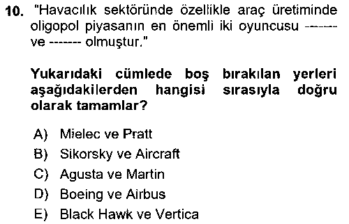 SHU104U Havacılık Ekonomisi çıkmış sınav sorusu 2