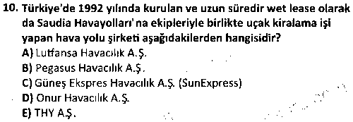 SHI2005 Havayolu Taşımacılığı çıkmış sınav sorusu 2