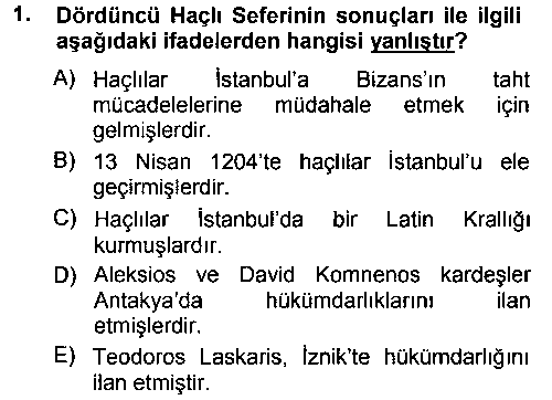 TAR205U Türkiye Selçuklu Tarihi çıkmış sınav sorusu 1