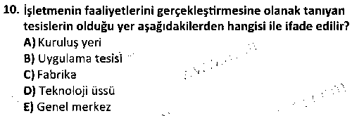BS1007 İşletme Bilimlerine Giriş çıkmış sınav sorusu 2