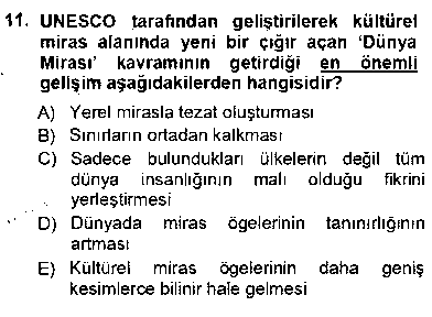 KMT201U Kültürel Miras Yönetimi çıkmış sınav sorusu 3