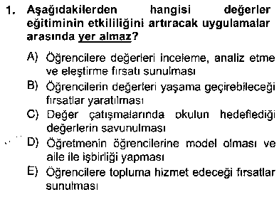 OKO408U Okulöncesi Dönemde Değerler Eğitimi çıkmış sınav sorusu 1