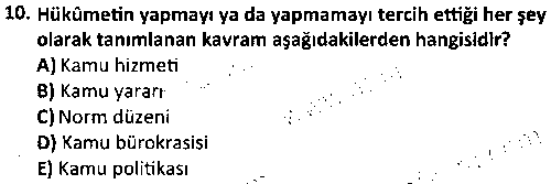 SOH1003 Kamu Yönetimi çıkmış sınav sorusu 2
