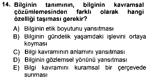FEL201U Epistemoloji çıkmış sınav sorusu 1