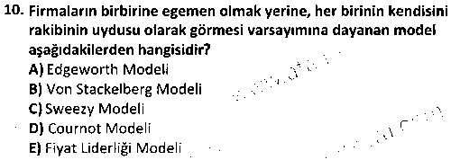 DT1010 Mikro İktisat çıkmış sınav sorusu 2