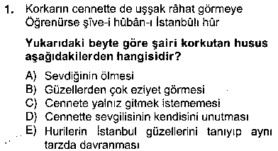 EDB302U XVII. Yüzyıl Türk Edebiyatı çıkmış sınav sorusu 1
