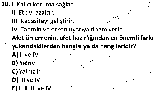 ADY1001 Acil Durum ve Afet Yönetimine Giriş çıkmış sınav sorusu 2