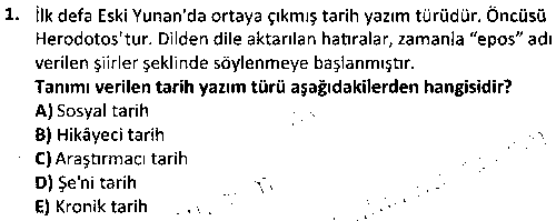 TAR1006 Tarih Metodolojisi çıkmış sınav sorusu 1