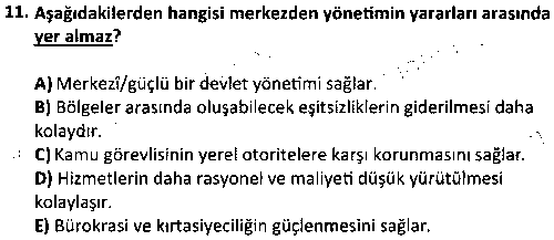 YER1010 Yerel Yönetimler çıkmış sınav sorusu 3
