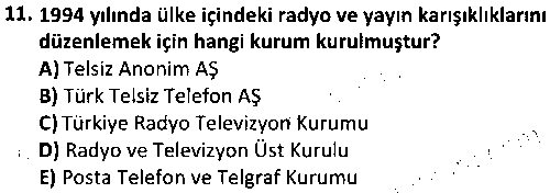 RKL2008 Radyo- Televizyonda Program Yapım ve Yönetim çıkmış sınav sorusu 3