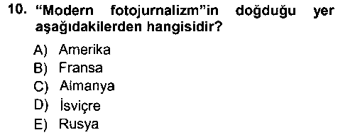 FOT211U Basın Fotoğrafçılığı çıkmış sınav sorusu 2