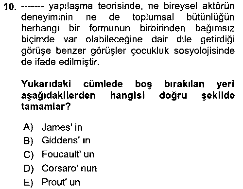 SOS120U Çocukluk Sosyolojisi çıkmış sınav sorusu 2