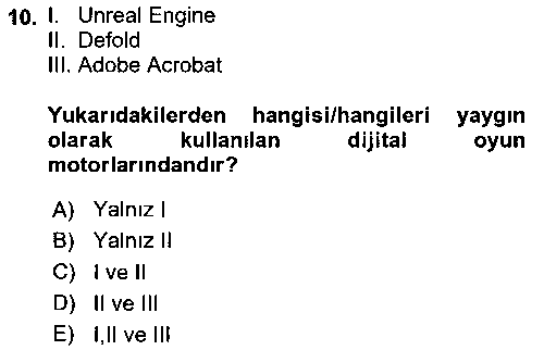 GIT409U Dijital Oyun Tasarımı çıkmış sınav sorusu 2