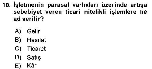 MUH403U Sağlık Kurumlarında Maliyet Muhasebesi çıkmış sınav sorusu 2