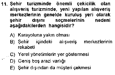 TRZ207U Turizm Coğrafyası çıkmış sınav sorusu 3