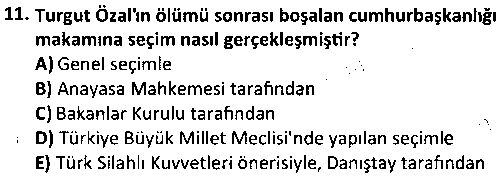 KAM2010 Türk Siyasi Hayatı çıkmış sınav sorusu 3