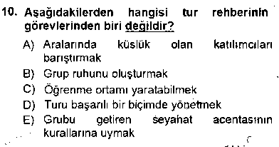 TSH201U Seyahat Acentacılığı ve Tur Operatörlüğü çıkmış sınav sorusu 2