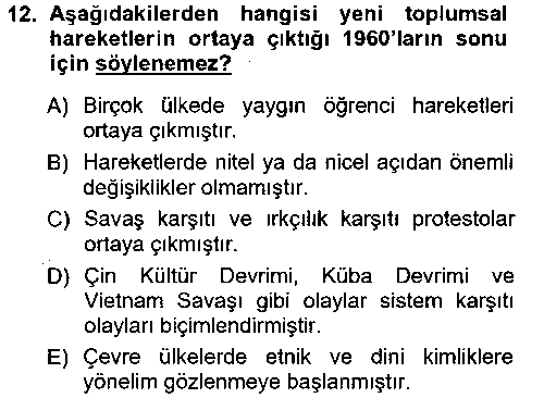SOS309U Yeni Toplumsal Hareketler çıkmış sınav sorusu 3