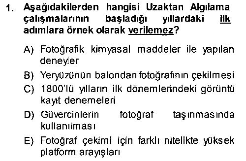 CBS201U Uzaktan Algılama çıkmış sınav sorusu 1