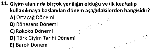 TMT1007 Kostüm Tarihi çıkmış sınav sorusu 3