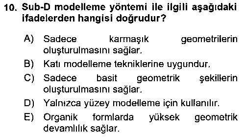 GIT402U 3B Tasarım ve Modelleme çıkmış sınav sorusu 2